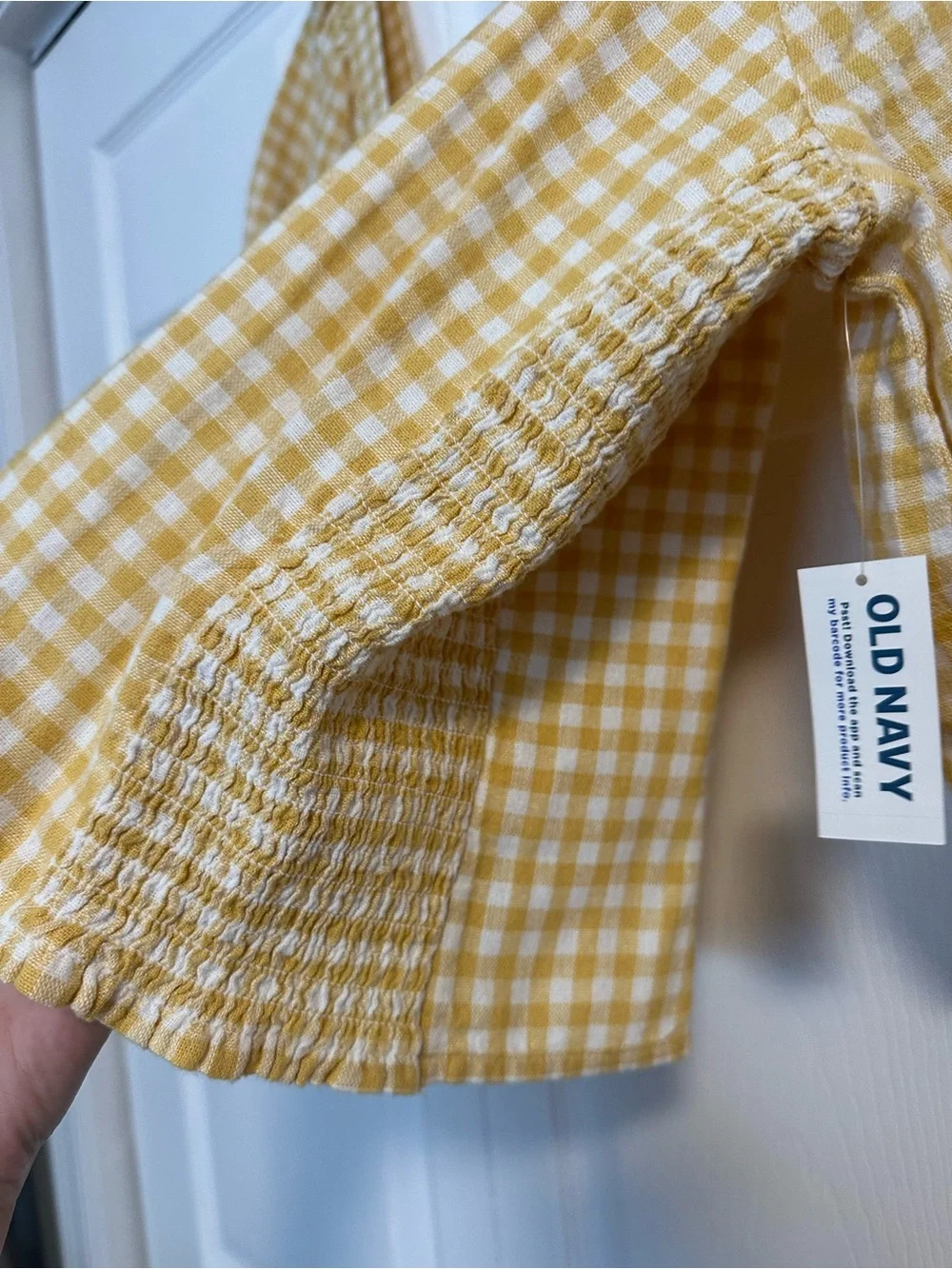 Old Navy Yellow Gingham Square-Neck Button Front Blouse